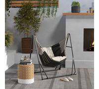 Outsunny soporte para hamaca plegable portátil, 2 en 1, soporte para silla colgante con estructura de metal y bolsa de transporte, carga 120 kg, para hamaca 2,5 m y silla 1,5 m de largo, negro