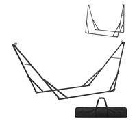 Outsunny Soporte para Hamaca Plegable, Largo 290 cm, Soporte para Hamaca Portátil de Acero, Longitud Ajustable, con Bolsa de Transporte, Carga 120 kg, Negro