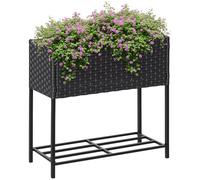 Outsunny Soporte para Jardinera Exterior para Huerto Urbano Mesa de Cultivo Jardinera Rectangular sin Fondo con Estante y Patas para Jardineras Macetas Tiestos 70x30x72 cm Gris y Negro