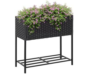 Outsunny Soporte para Jardinera Exterior para Huerto Urbano Mesa de Cultivo Jardinera Rectangular sin Fondo con Estante y Patas para Jardineras Macetas Tiestos 70x30x72 cm Gris y Negro