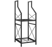 Outsunny Soporte para leña de 2 niveles en metal con base elevada, 34x30x80 cm, Negro Aosom España