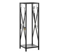 Outsunny Soporte para Leña Estante de Leña Metálico Leñero de Exterior con Ganchos Pala Cepillo Atizador y Tenazas Carga 65 kg para Interior y Exterior 34x34x111 cm Negro