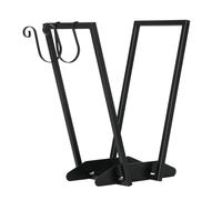 Outsunny Soporte para leña porta leña en acero con 2 ganchos y estante inferior para interior y exterior 45 x 32 x 58 cm negro