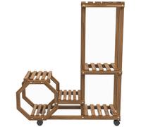 Outsunny Soporte para Plantas con Ruedas Macetero de 5 Niveles de Madera Uso Interno Externo 86x30x102 cm Carbonizado Aosom España