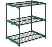 Outsunny Soporte para plantas de 3 niveles, 72 cm de altura, soporte de flores para interior y exterior, estantería de acero para plantas Verde oscuro