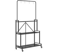 Outsunny Soporte para Plantas de 3 Niveles con Ruedas, Estantería de Flores Plegable de Metal con 4 Ganchos, 84x40,5x174cm, Negro Aosom España