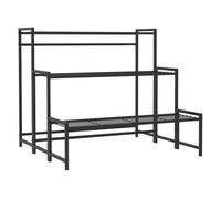 Outsunny soporte para plantas de 3 niveles estantería para plantas para esquina diseño en escalera soporte para macetas interior y exterior 75x70x66 cm negro 75 cm