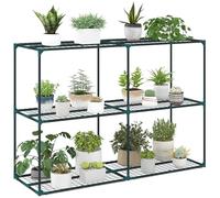 Outsunny Soporte para Plantas de 3 Niveles para Interior y Exterior, Estantería para Plantas de Acero, Resistente y Estable, Estante para Macetas, Patio, Jardín, Balcón, Verde Oscuro