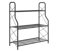 Outsunny Soporte para Plantas de 3 Niveles para Interior y Exterior, Estantería para Plantas de Metal con Patas Ajustables y Asas, Resistente y Estable, para Macetas, Patio, Jardín, Balcón, Negro