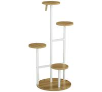Outsunny Soporte para Plantas de 4 Niveles Estantería para Macetas Decorativa para Interior y Exterior 40x40x95,5 cm Natural Aosom España