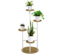 Outsunny Soporte para Plantas de 4 Niveles Estantería para Macetas Soporte para Macetas con Marco de Acero para Interior Salón Dormitorio Terraza