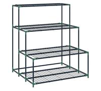 Outsunny soporte para plantas de 4 niveles, estantería para plantas de acero, diseño en escalera, soporte para macetas para interior y exterior, jardín, balcón y patio, 94x84x110 cm, verde oscuro