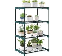 Outsunny Soporte para Plantas de 4 Niveles, Estantería para Plantas de Acero, Estantes de Rejilla, Soporte para Macetas, Interior y Exterior, 67x49x105 cm, Verde Oscuro