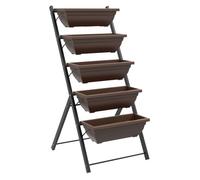 Outsunny soporte para plantas de 5 niveles con 5 macetas, estantería para plantas para esquina, orificios de drenaje, diseño en escalera, soporte para macetas, interior y exterior, 55x63x120 cm, negro