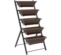 Outsunny Soporte para Plantas de 5 Niveles con 5 Macetas Orificios de Drenaje para Interior y Exterior 55x63x120 cm Negro