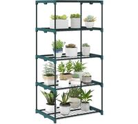 Outsunny Soporte para Plantas de 5 Niveles, Estantería para Plantas de Acero, Estantes de Rejilla, Soporte para Macetas, Interior y Exterior, 67x49x138 cm, Verde Oscuro