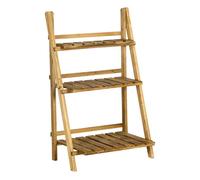 Outsunny Soporte para Plantas de 3 Niveles Estantería para Plantas Plegable Soporte para Macetas de Madera 60x37x93 cm Natural Aosom España