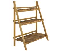 Outsunny Soporte para Plantas de Madera de 3 Niveles Estantería para Plantas Plegable Soporte para Macetas 80x37x93 cm Natural