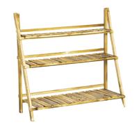 Outsunny Soporte para Plantas de Madera de 3 Niveles para Interior y Exterior Terraza Jardín 100x37x93 cm Carbonizado