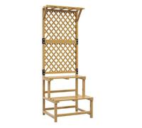 Outsunny Soporte para Plantas de Madera Estantería para Plantas de 2 Niveles Soporte para Macetas Exterior con Enrejado para Jardín Patio Terraza 60x50x166 cm Natural