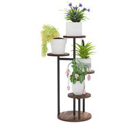 Outsunny Soporte para Plantas de Madera y Acero de 5 Niveles con 5 Estantes Redondos Soporte para Macetas 43x43x70 cm Carbonizado