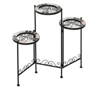 Outsunny Soporte de Metal para Plantas Macetas Plegable Estantería para Flores con 3 Estantes y Bordes de Azulejo 60x22x65 cm Negro Aosom España