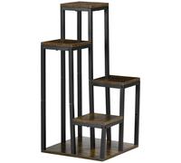 Outsunny Soporte para plantas estante de flores 4 estantes diferentes alturas estructura de acero 40x40x81 cm Negro Aosom España
