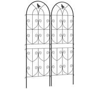 Outsunny Soporte para plantas trepadoras con pájaros pack de 2 enrejado de jardín para vegetal vid flor metal 50x150 cm Negro Aosom España