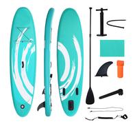 Outsunny Tabla de Paddle Surf Hinchable 300x76x15 cm Tabla de Stand Up Paddling Inflable con Remo Ajustable Aletas Cubierta Antideslizante Bomba y Bolsa de Transporte Azul