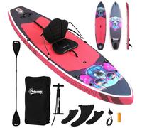 Outsunny Tabla de Surf Inflable para Adultos, Tabla de Surf de pie extralarga de 335 cm con Asiento, Remo Convertible, Cubierta Antideslizante, Mochila, Bomba, 3 Aletas, Funda Impermeable para