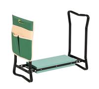 Outsunny Taburete de Jardín con Bolsa para Herramientas 150kg Verde Negro