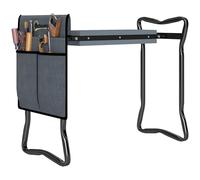 Outsunny Taburete de Jardín Plegable con Almohadilla de Espuma EVA, Asiento de Jardín 2 en 1 con Bolsa para Herramientas, Portátil, Carga 150kg, Regalo para Jardinería, Jardineros y Ancianos