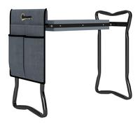 Outsunny Taburete de Jardín Plegable con Almohadilla de Espuma EVA Asiento de Jardín 2 en 1 con Bolsa para Herramientas