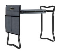 Outsunny Taburete de Jardín Plegable con Almohadilla de Espuma EVA, Asiento de Jardín 2 en 1 con Bolsa para Herramientas, Portátil, Carga 150kg, Regalo para Jardinería, Jardineros y Ancianos