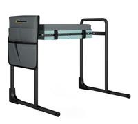 Outsunny Taburete de Jardín Plegable con Almohadilla de Espuma EVA Asiento de Jardín con Bolsa para Herramientas Gris Oscuro