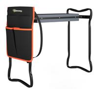 Outsunny Taburete de Jardín Plegable con Almohadilla de EVA Asiento de Jardín con Bolsa para Herramientas en Cintura Carga 150kg