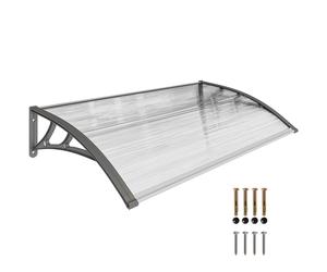 Outsunny Tejadillo de Protección 110x60 cm Tejadillo Exterior para Puertas y Ventanas contra Sol y Lluvia con Soporte Transparente Aosom España