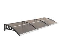 Outsunny Tejadillo de Protección 300x96x27 cm Marquesina Exterior para Puertas y Ventanas con Soporte de PP Policarbonato Marrón Aosom España