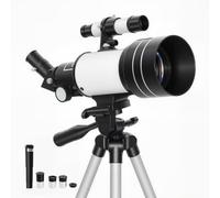 Outsunny Telescopio Astronómico para Adultos y Principiantes 300 mm | Apertura de 70 mm,30X-300X,Telescopio Refractor Astronómico Portátil,Lente Barlow 3X,Trípode Ajustable de Aluminio