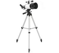 Outsunny Telescopio Refractor Astronómico para Adultos y Principiantes Apertura 70 mm con Lente Barlow Trípode Ajustable Blanco