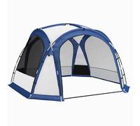 Outsunny Tienda de Campaña 6-8 Personas con 4 Mosquiteros 2 Paneles de Tela Oxford y Bolsa de Transporte 350x350x230 cm Blanco y Azul Aosom España