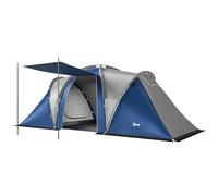Outsunny - Tienda de campaña con doble capa, túnel familiar para 4-5 personas, grande, con 2 dormitorios y salón para 12 personas, 3000 mm, impermeable, refugio solar con toldo, azul