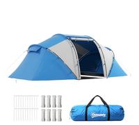 Outsunny - Tienda de campaña Familiar (4 a 6 Personas), Impermeable, Ligera, ventilada, 2 cabañas, Ventana, Gran Puerta, fácil de Montar, 4,3 x 2,4 x 1,7 cm, Color Azul y Blanco