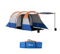 Outsunny Tienda de Campaña Familiar Ligera 420x200x150 cm Azul y | para 3 Personas, Tienda Camping Plegable, 2 Habitaciones, Bolsa de Transporte, Impermeable 2000 mm, Playa Senderismo