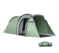 Outsunny - Tienda de campaña Familiar para 2 Personas, túnel ventilado, fácil de Montar, salón, 3 Puertas, Ventanas, 4,26 x 2,06 x 1,54 m, Fibra de Vidrio, poliéster, PE Verde