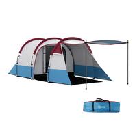 Outsunny Tienda de Campaña Familiar para 3 Personas Tienda Camping Plegable Ligera con 2 Habitaciones Bolsa de Transporte Impermeable 2000 mm para Playa Senderismo 420x200x150 cm Azul Oscuro y Verde