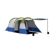 Outsunny Tienda de Campaña Familiar para 3 Personas Tienda Camping Plegable Ligera con 2 Habitaciones Bolsa de Transporte Impermeable 2000 mm para Playa Senderismo 420x200x150 cm Azul Oscuro y Verde