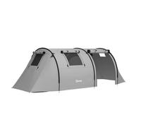 Outsunny tienda de campaña familiar para 3 personas tienda camping plegable ligera con puertas ventallas gancho bolsa de transporte impermeable 3000 mm para playa senderismo 470x220x150 cm gris