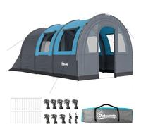 Outsunny Tienda de Campaña Familiar para 3 Personas Tienda de Camping Plegable Grande Impermeable 3000 mm con 2 Habitaciones Puertas y Bolsa de Transporte para Senderismo 480x260x200 cm Gris