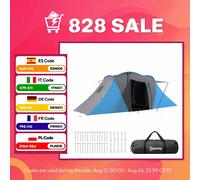 Outsunny Tienda de Campaña Familiar Tipo Túnel para de 4-6 Personas 555x225x190 cm Impermeable 3000 mm Tienda de Camping Plegable con 2 Dormitorios Bolsa para Senderismo Gris y Verde